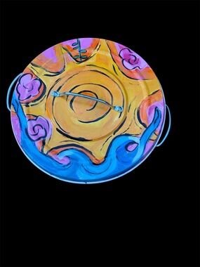 Hand Painted 4gal. (by seller.) Metal Garbage/Trash  Can with Lid